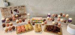 dessert table, cookies, cupcakes, brownies