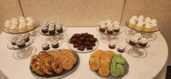dessert table, cookies, cupcakes, brownies